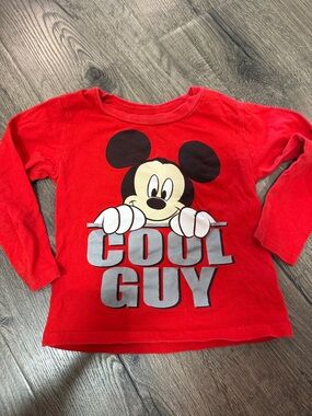 Disney Red Mickey Mouse "Cool Guy" Long Sleeve Tee